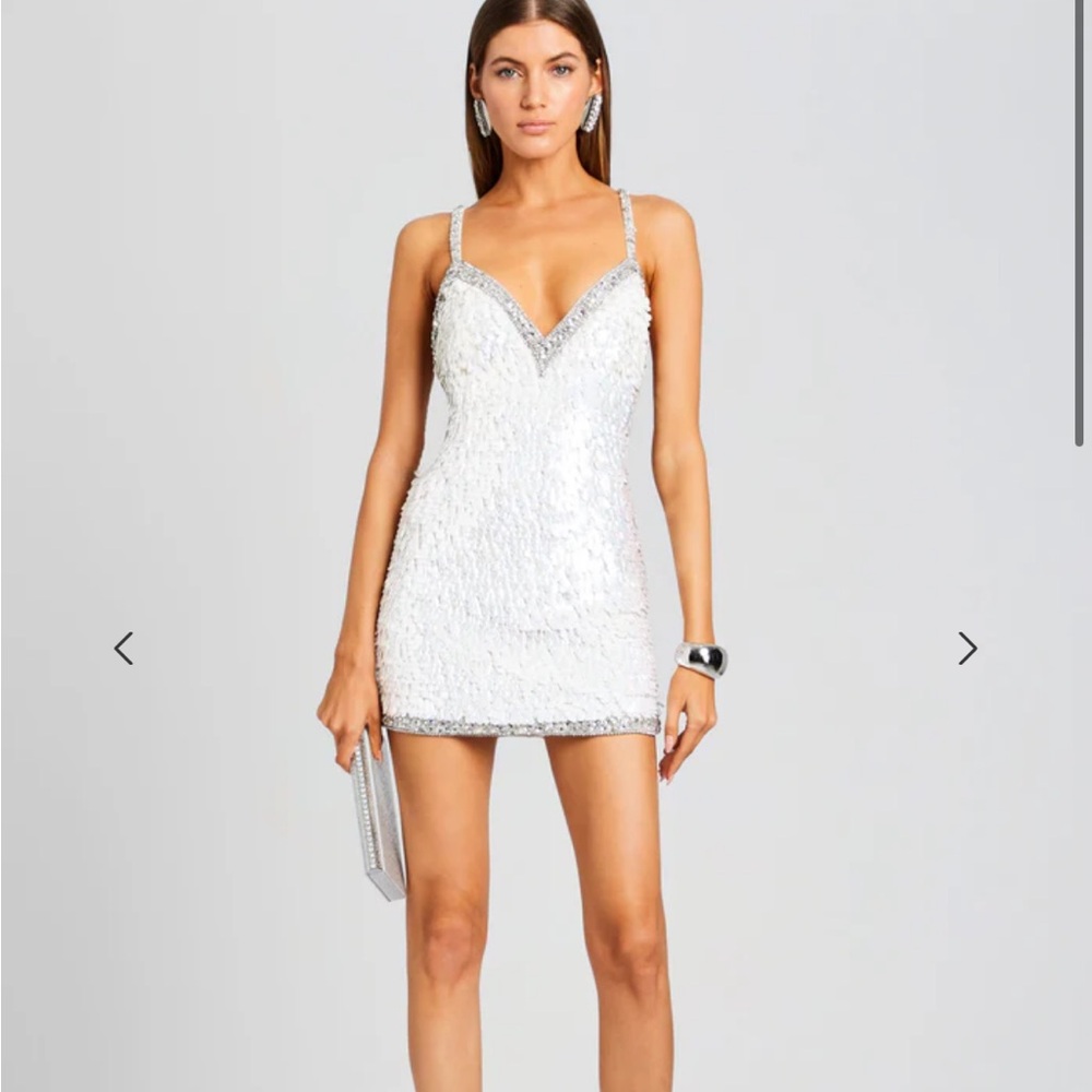 XXS - RETROFETE Ivanna Feather Sequin Dress- ONLY WORN ONCE